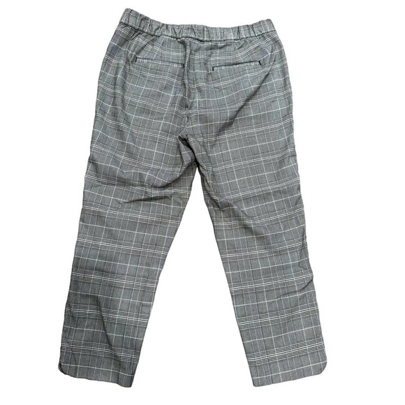 Banana Republic Plaid Black White Ankle Elastic Waist Pants Size Medium - Picture 2 of 7